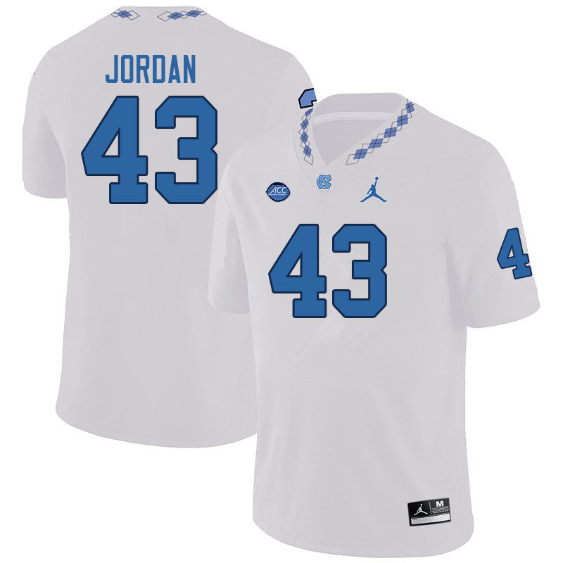 Men #43 Garrett Jordan North Carolina Tar Heels College Football Jerseys Sale-White
